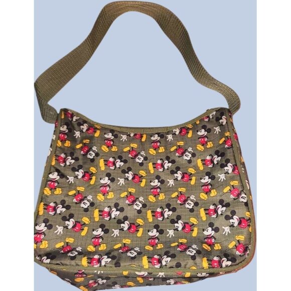 Disney Mickey Mouse Green Canvas Messenger Bag Q4 - Picture 1 of 9